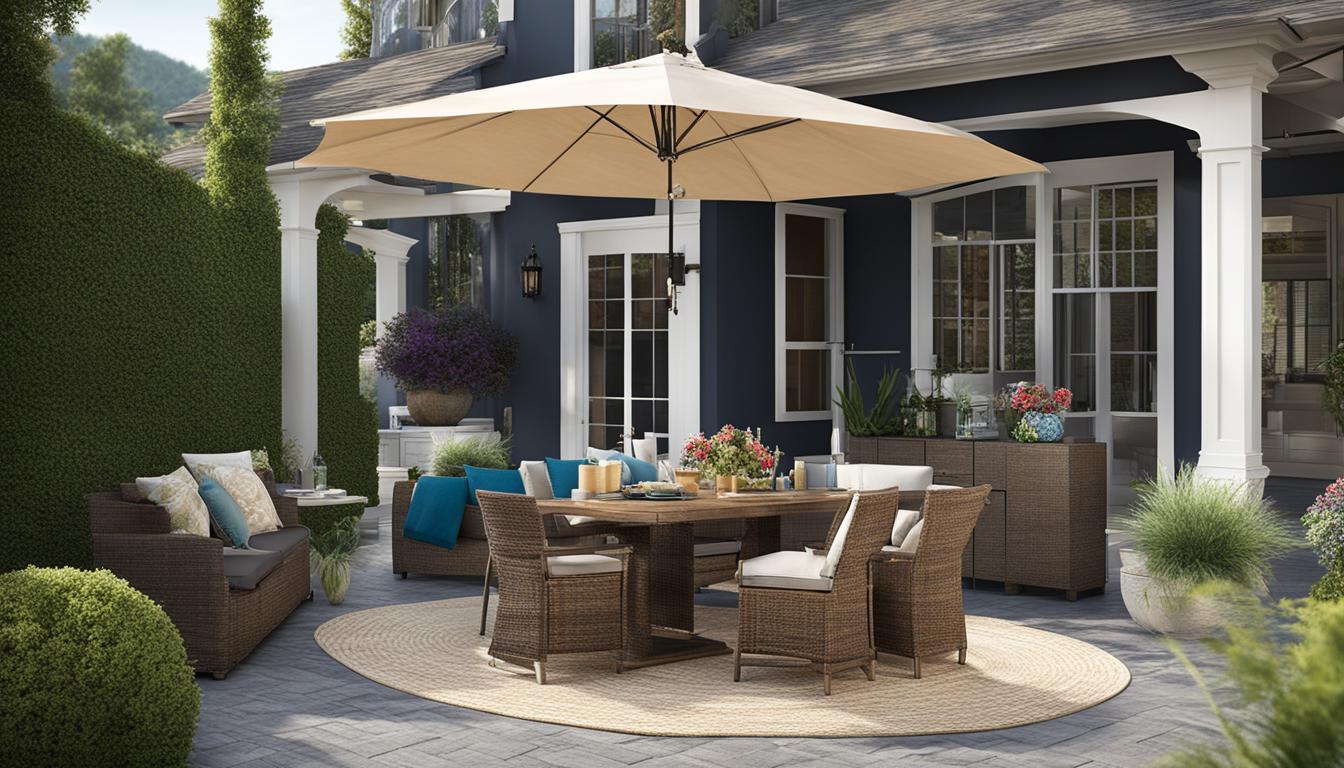 Matching patio umbrella to outdoor decor style