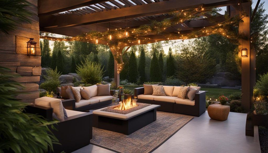 outdoor living with roofed porch