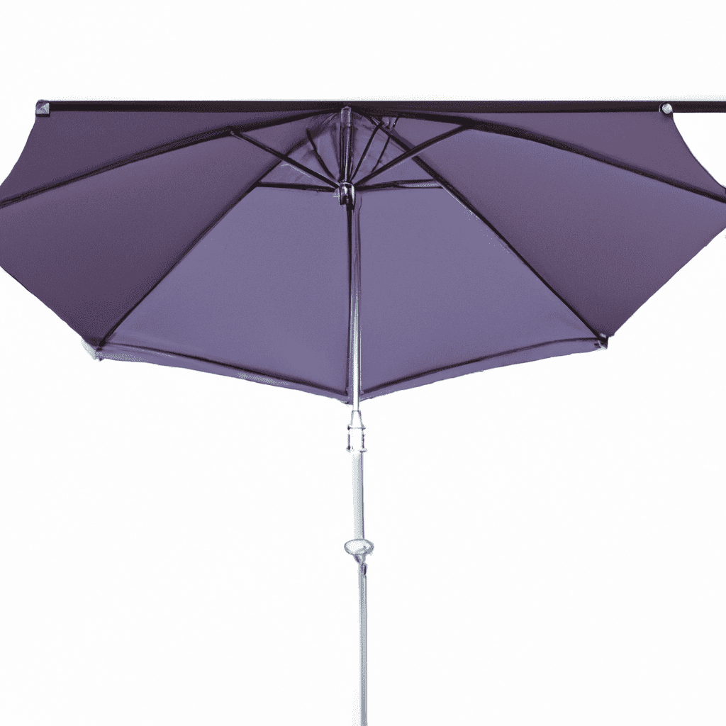 An image showcasing the sturdy construction of the Purple Leaf 11ft Patio Umbrella, highlighting its reinforced metal frame, durable fabric, and expert assembly